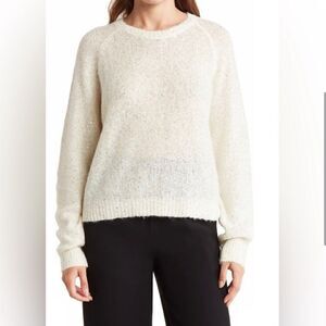 ATM Sequin Crew Neck Alpaca Wool Blend Raglan Sweater Ivory